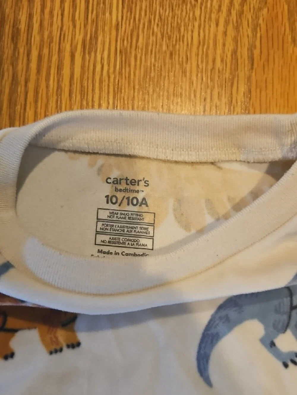 Carter's Cream Dinosaur Pajama Set with Blue, Green & Brown Prints